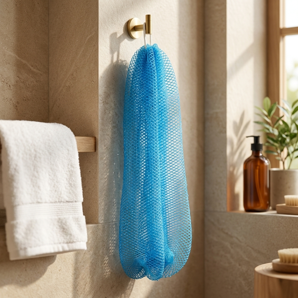 Langer blauer NALIYA African Net Sponge für das Ganzkörper-Peeling